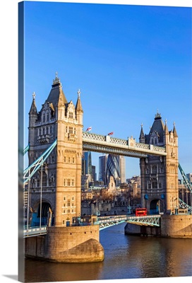 England, London, Tower Bridge And City Skyline