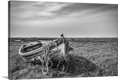 England, Norfolk, North Norfolk, near Brancaster Staithe, Old Fishing Boat