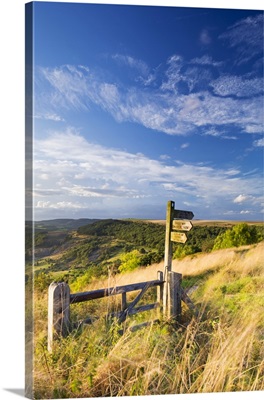 England, North Yorkshire, Sutton Bank, A signpost on the Cleveland Way