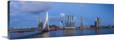 Erasmus Bridge and Wilhelminakade 137, De Rotterdam, The Rotterdam Building