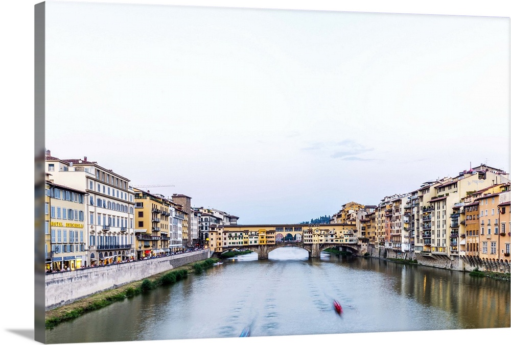 Europe, Italy, Florence. The old bridge at twilight.