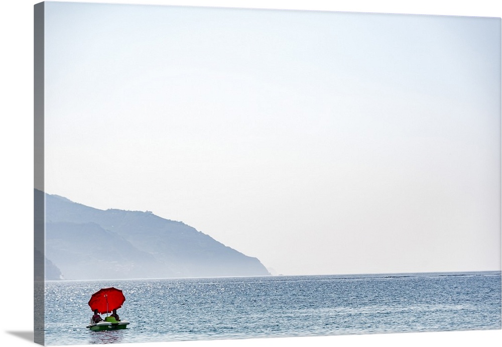 Europe, Italy, Liguria. a Pedalo in Monterosso, Cinque Terre.