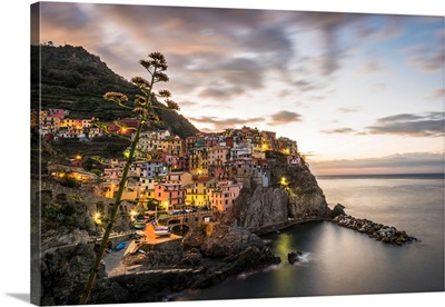 Europe, Italy, Liguria. Cinque Terre, Manarola At Dawn.