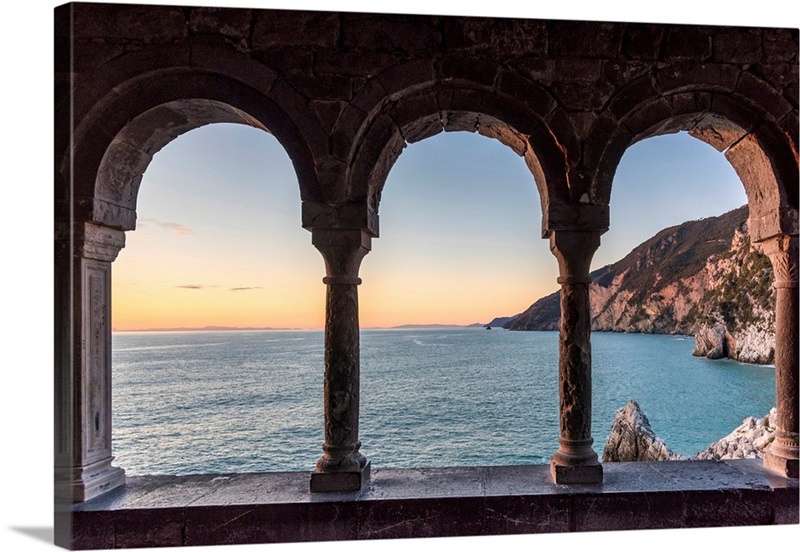 Europe, Italy, Liguria, Portovenere, View Through The Arches Of San ...