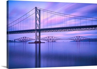 Europe, Scotland, Lothian, Edinburgh, Firth Of Fourth, Forth Road Bridge