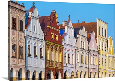 Facades of Renaissance and Baroque houses on Namesti Zachariase z Hradce, Czech Republic
