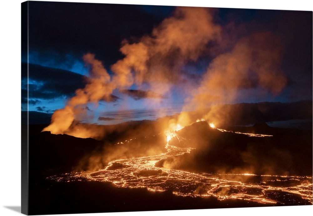 Fagradalsfjall volcano eruption. Geldingaldalir, Reykjanes Peninsula, Iceland.