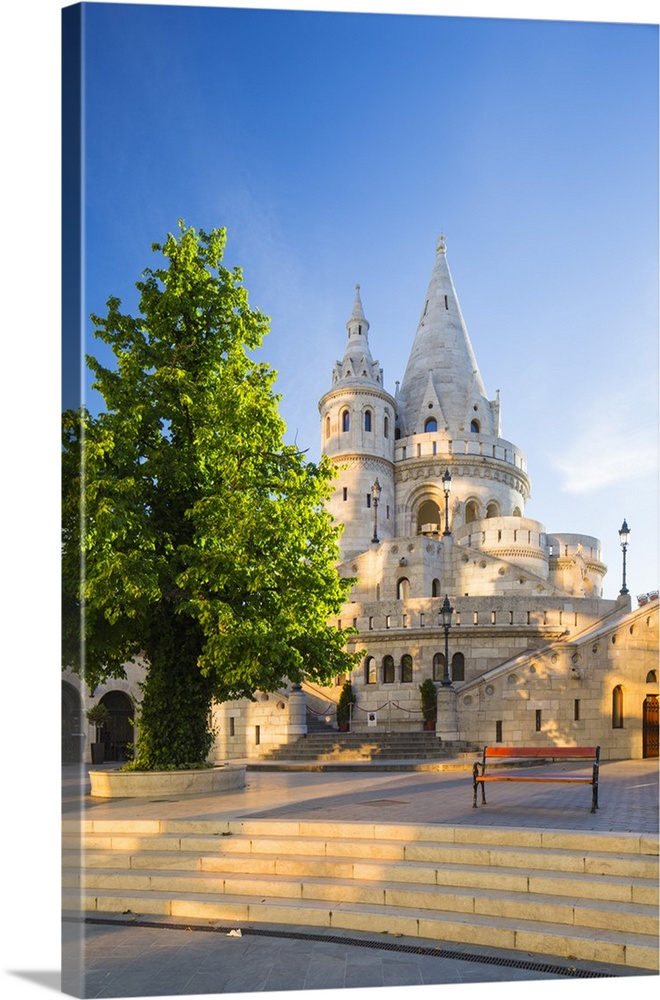 Hungary, Central Hungary, Budapest. Fisherman's Bastion takes it's name from the guild of fishermen responsible for defend...