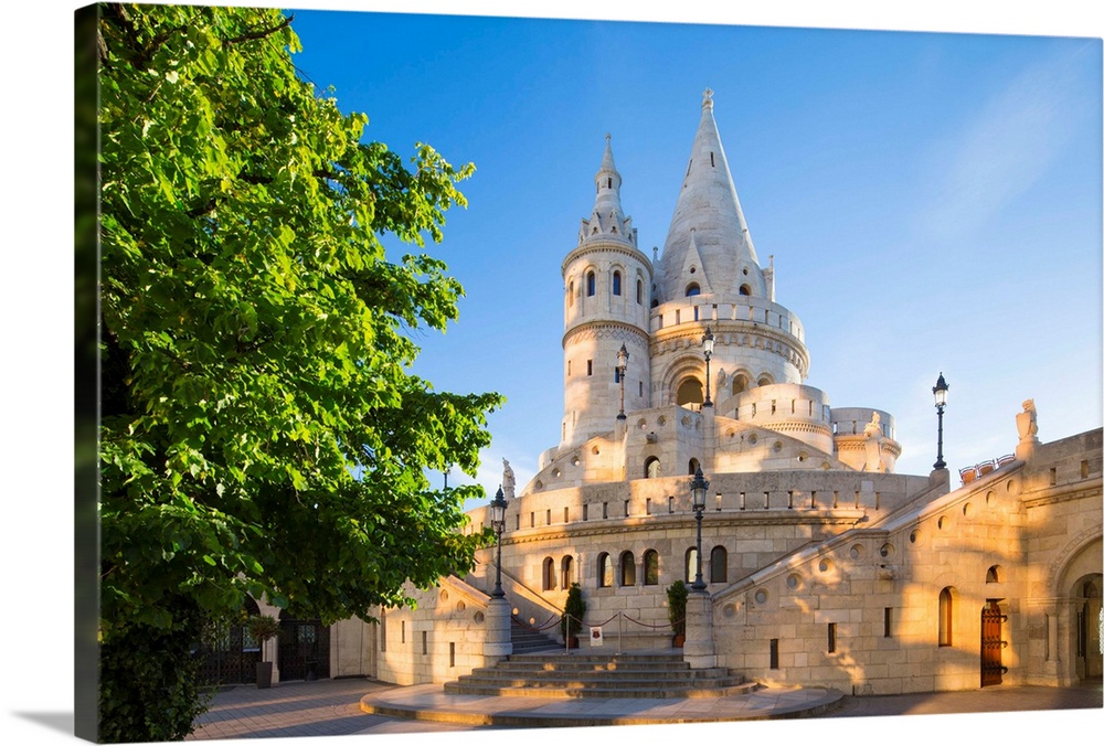 Hungary, Central Hungary, Budapest. Fisherman's Bastion takes it's name from the guild of fishermen responsible for defend...