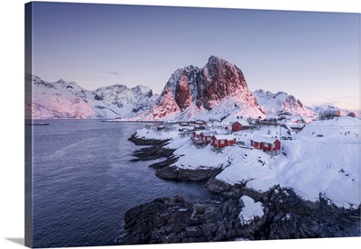 Fishermen's Cabins (Rorbuer) Of Hamnoy Along The Coast In The Lofoten Islands, Norway