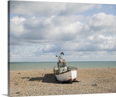Fishing Boat On Beach, Dungeness, Kent, England, UK