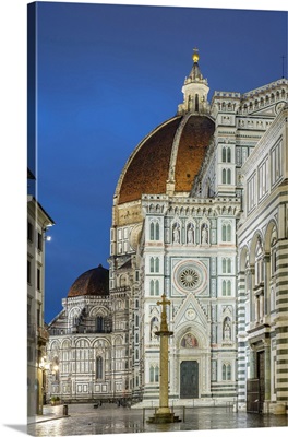 Florence Cathedral And Baptistery Of Saint John At Dawn, Florence, Tuscany, Italy