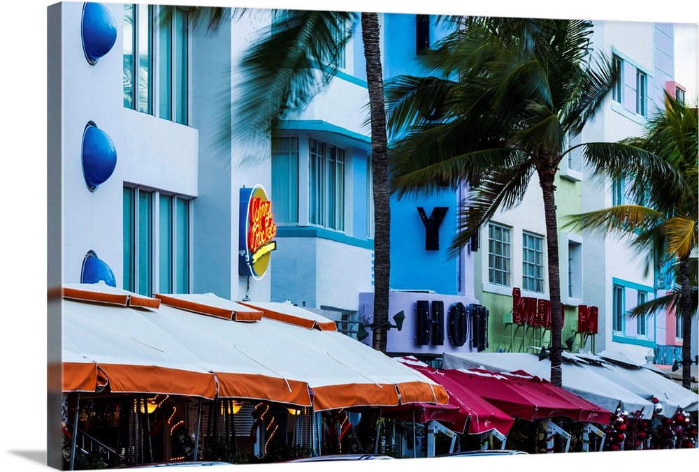 USA, Florida, Miami Beach, South Beach hotels on Ocean Drive, morning