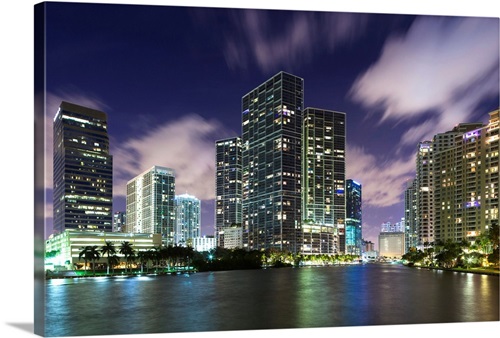 Florida, Miami, city skyline from Brickell Key | Great Big Canvas