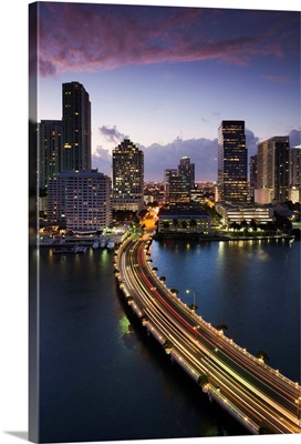 Florida, Miami, elevated city skyline from Brickell Key