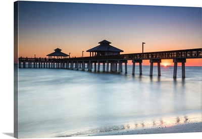 Fort Myers Pier At Sunset, Florida, USA