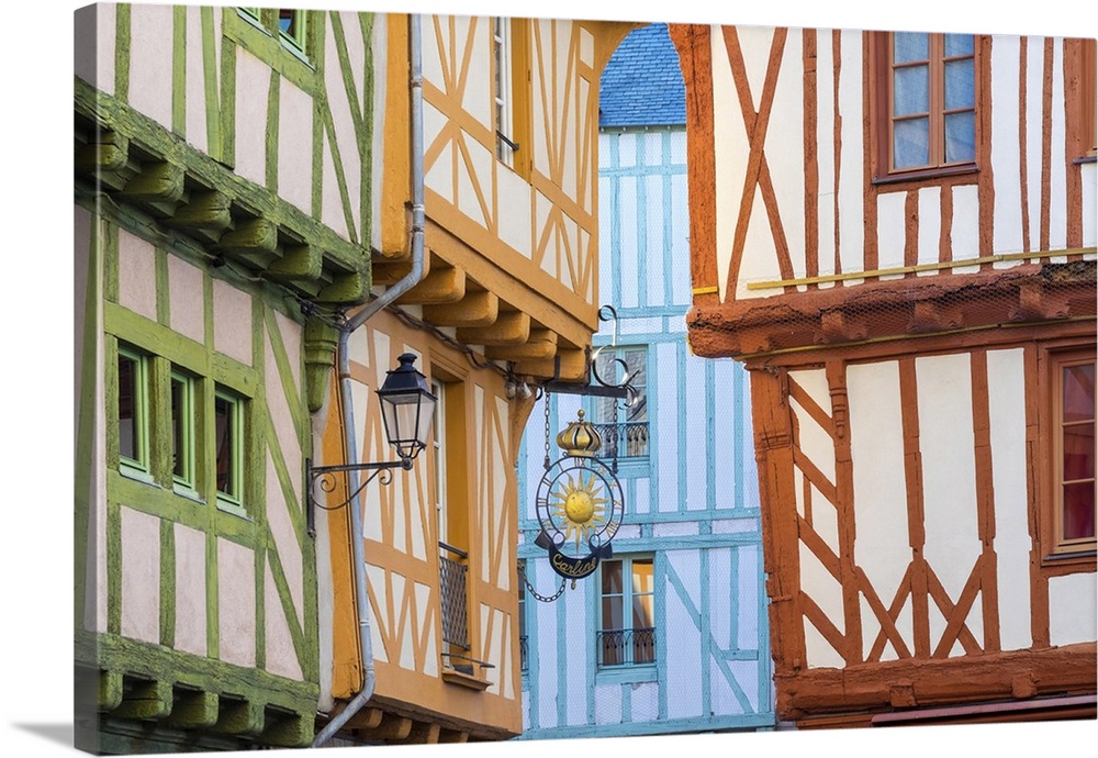 France, Brittany (Bretagne), Morbihan department, Vannes. Half-timbered houses in the old town.