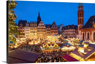 Frankfurt Christmas Market At Dusk, Frankfurt Am Main, Hesse, Germany