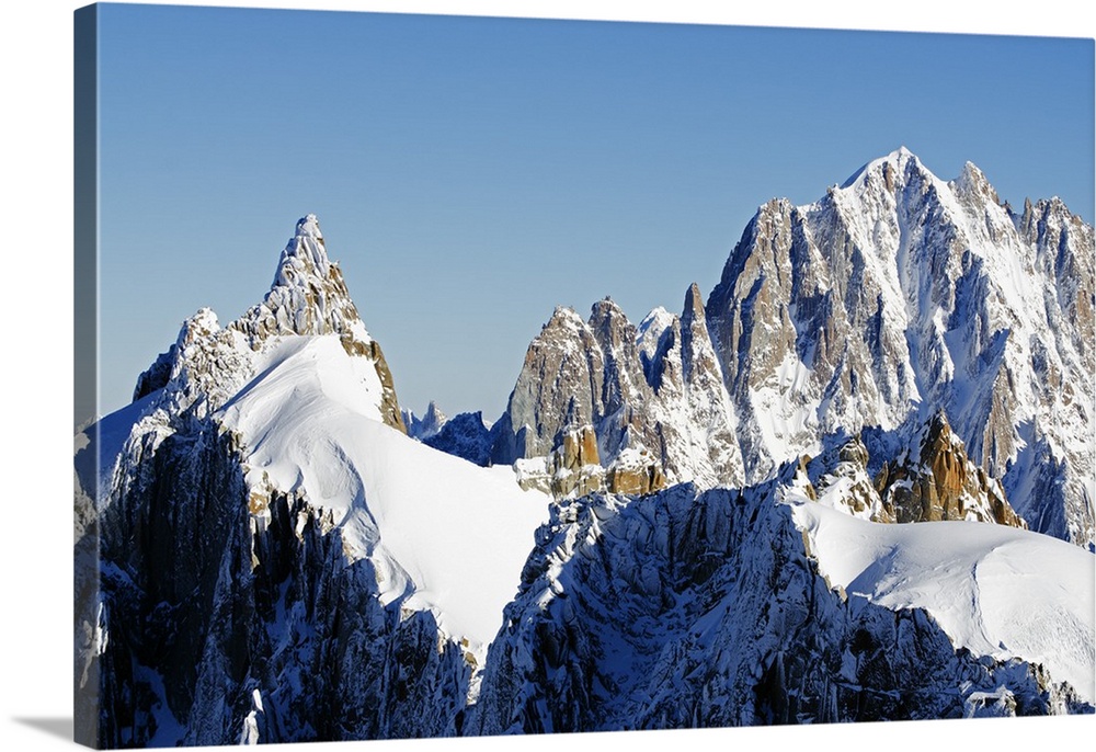 Europe, France, French Alps, Haute-Savoie, Chamonix, view of Aiguilles du Dru from Aiguille du Midi.