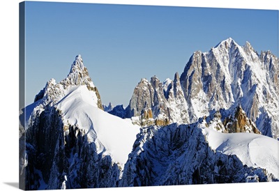 French Alps, view of Aiguilles du Dru from Aiguille du Midi