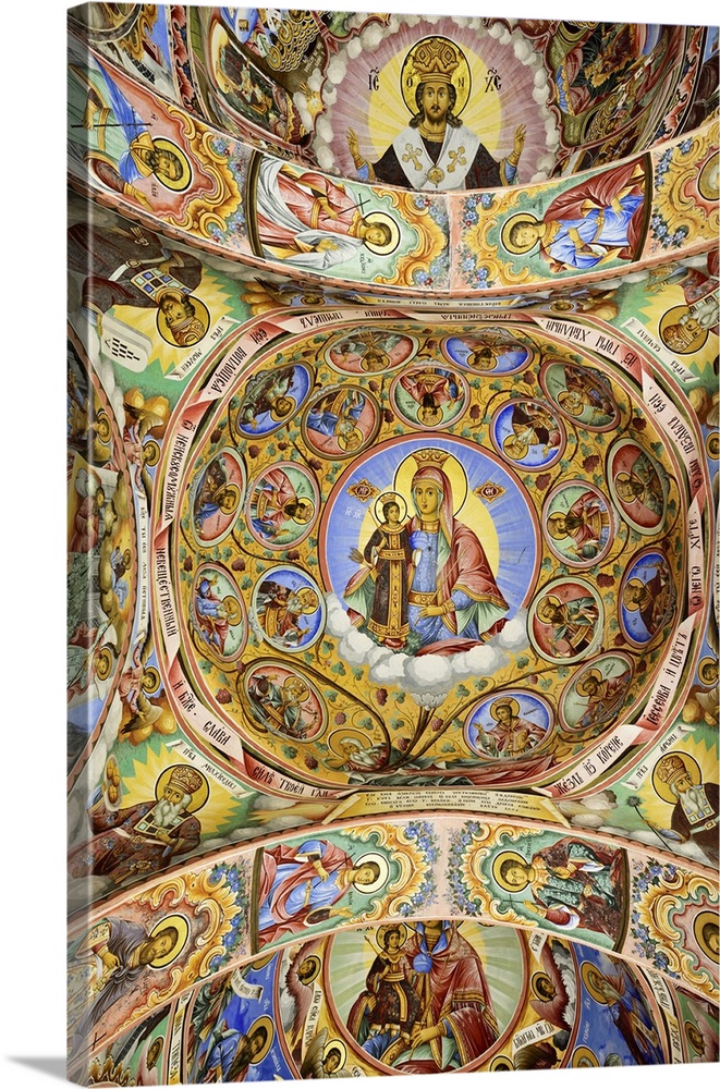 Frescoes by Zahari Zograf in the exterior of the Nativity Church. Rila Monastery (Monastery of Saint Ivan of Rila), the la...