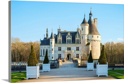 Front Entrance To Chateau De Chenonceau Castle, Chenonceaux, Indre-Et-Loire, France