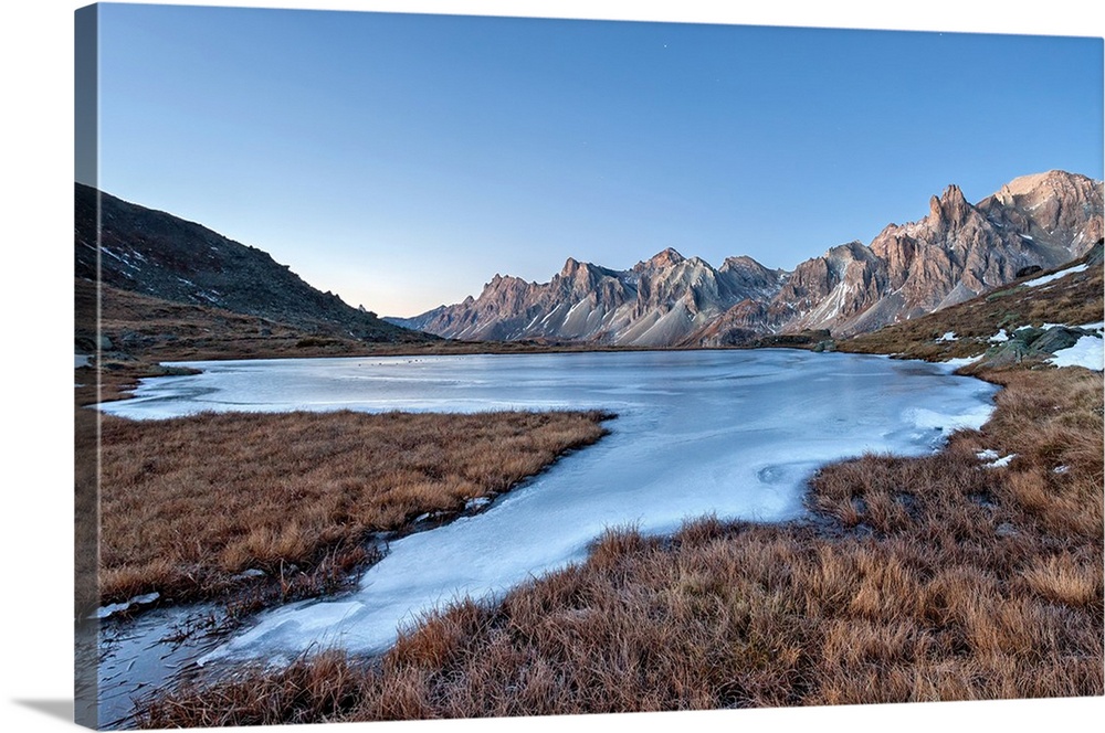 Frozen lake, Claree valley, cerces, French alps, France.