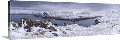 Funningsfjordur on the island of Eysturoy, Faroe Islands, Denmark