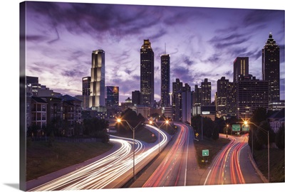 Georgia, Atlanta, city skyline from Interstate 20