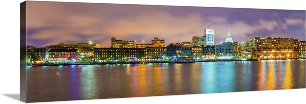 Savannah GA City Skyline Picture Framed Panorama 