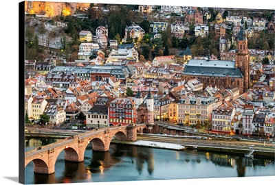Germany, Baden-Wurttemberg, Heidelberg. Altstadt on the Neckar River in winter