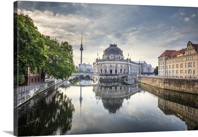 Germany, Berlin, Museum Island, Spree River, Baroque Style Bode Museum And The Tv Tower