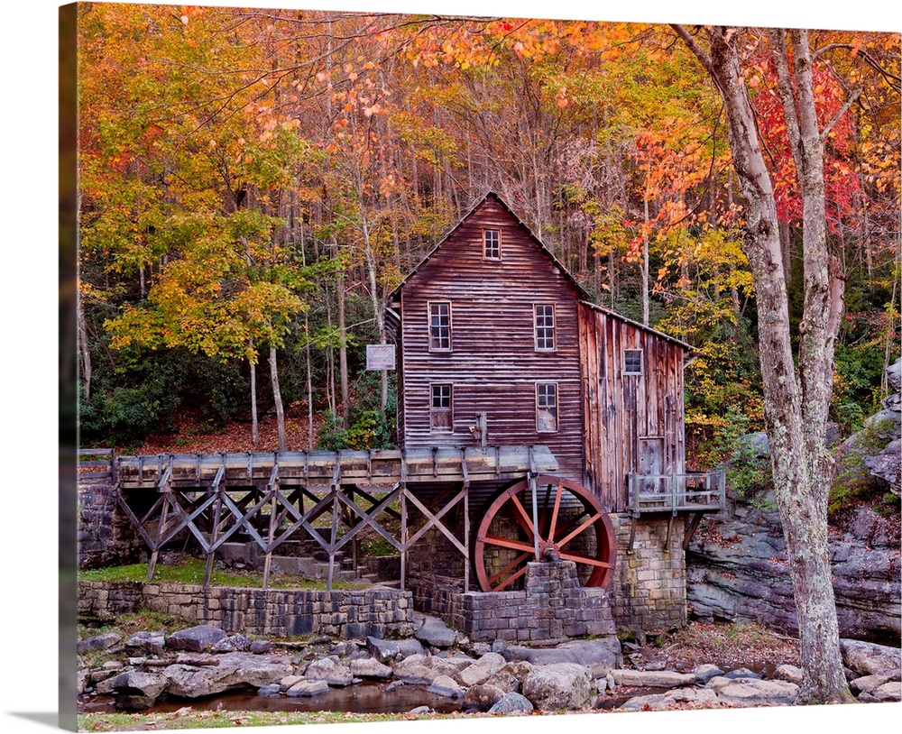 Glade Grist Mill In Autumn, Babcock State Park, West Virginia, USA