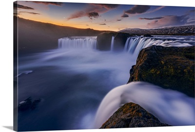 Godafoss At Dawn In Autumn, Nordurland, Iceland