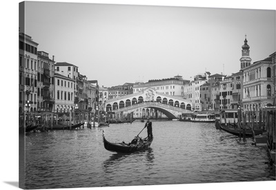 Gondola & Rialto Bridge, Grand Canal, Venice, Veneto, Italy
