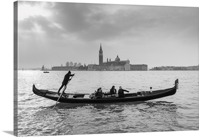 Gondolas On The Bacino Di San Marco And Church Of San Giorgio Maggiore, Venice, Italy