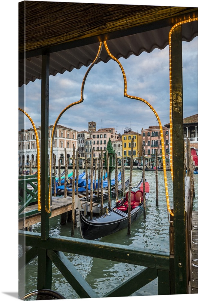 Gondolas on the Grand Canal, Venice, Italy.