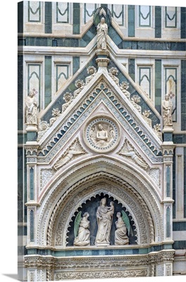 Gothic Revival Facade (Detail) Of Florence Cathedral, Florence, Tuscany, Italy, Europe