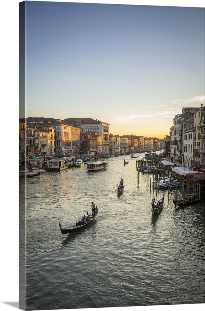 Grand Canal near the Rialto bridge, Venice, Italy.