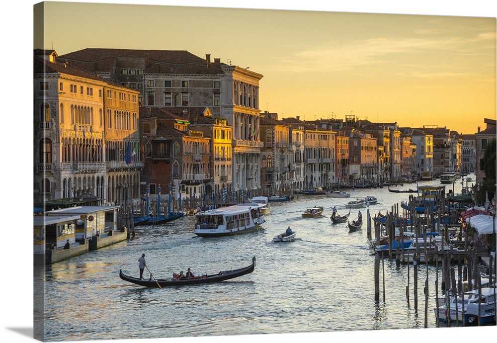 Grand Canal near the Rialto bridge, Venice, Italy.
