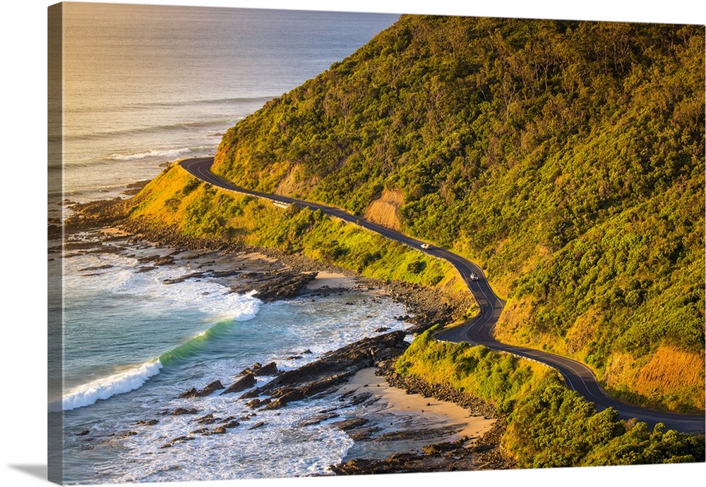 Great Ocean Road, Victoria, Australia. High angle view at sunrise.