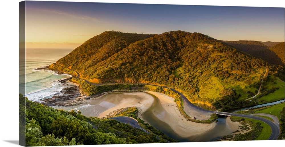 Great Ocean Road, Victoria, Australia. High angle view at sunrise.