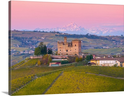 Grinzane Cavour Castle During An Autumn Sunrise, Italy
