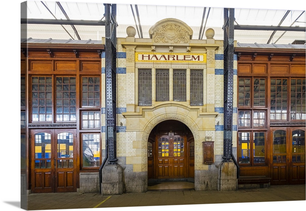 Netherlands, North Holland, Haarlem. Haarlem Train Station, built between 1906 and 1908 in Art Nouveau style.