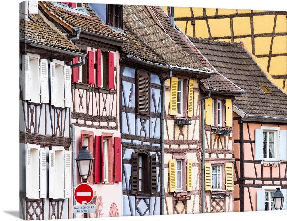 Half-Timbered Houses Of The Medieval Town Of Colmar, Alsatian Wine Route, France