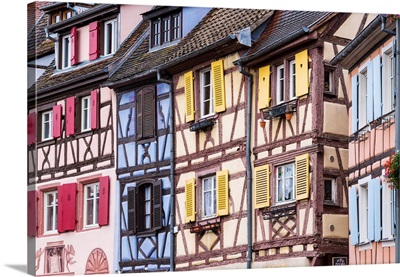 Half-Timbered Houses Of The Old Town Of Colmar, Alsatian Wine Route, France