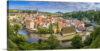 Historic Center Of Cesky Krumlov As Seen From The Castle And Chateau, Czech Republic