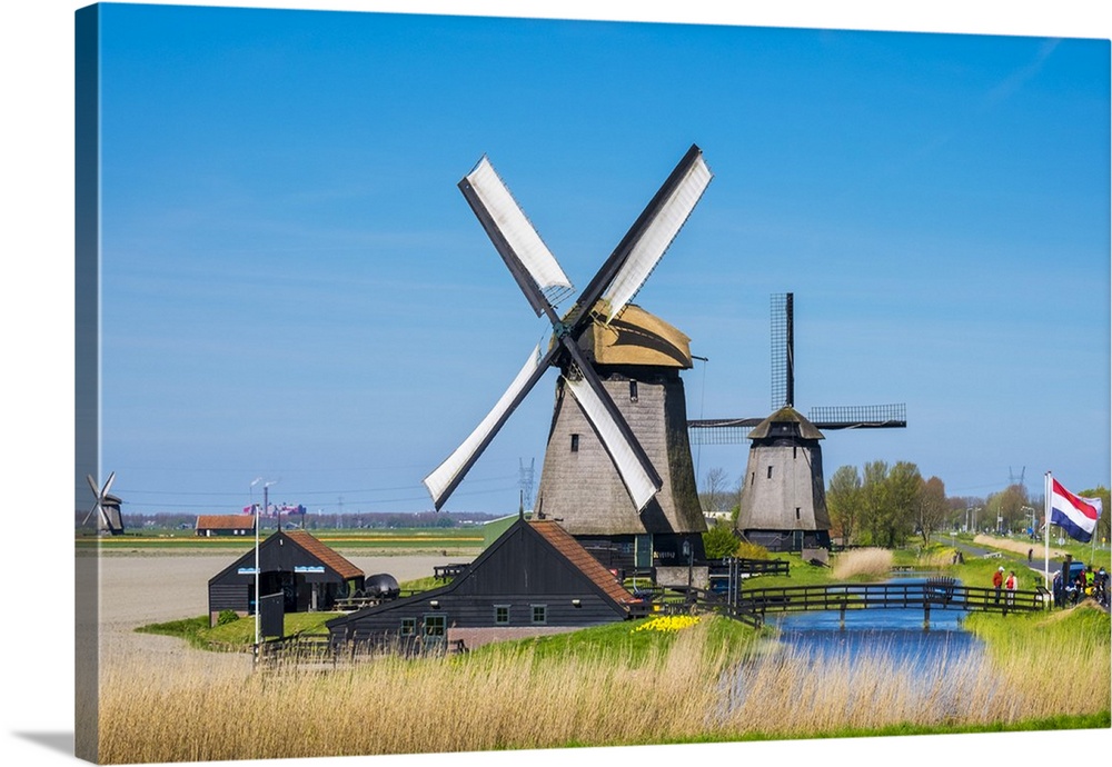 Netherlands, North Holland, Schermerhorn. Historic windmills at Museummolen Schermerhorn, Schermer Museum Mill.