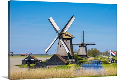 Historic windmills at Museummolen Schermerhorn, Schermer Museum Mill, Netherlands