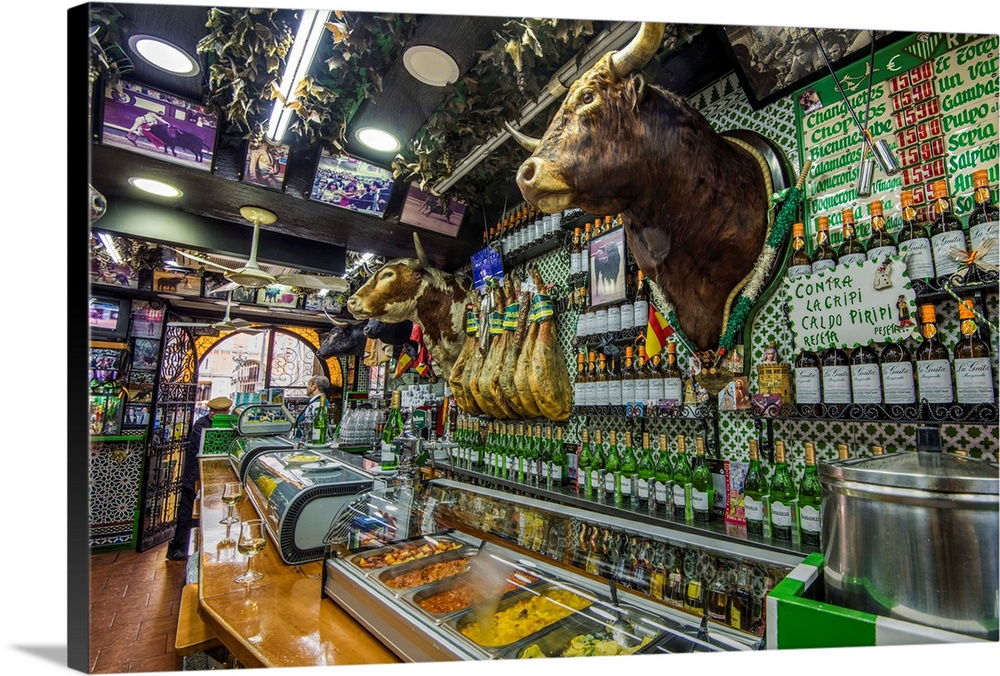 Historical Tapas Bar Adorned With Traditional Bullfighting Memorabilia, Madrid, Community Of Madrid, Spain